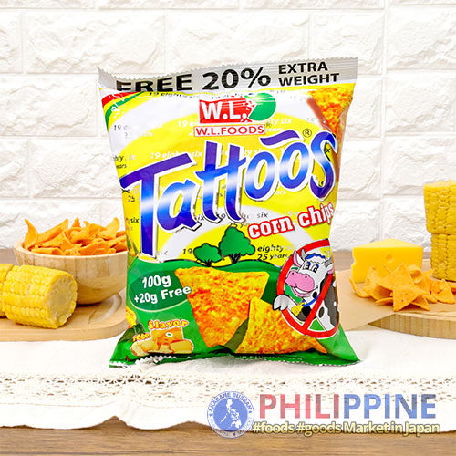 W.L. Foods Tattoos Corn Chips Cheese 120g