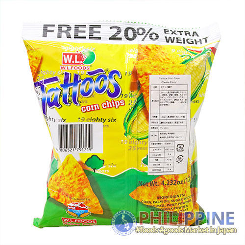 W.L. Foods Tattoos Corn Chips Cheese 120g