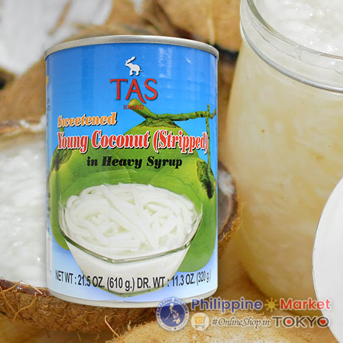 Tas Sweetened Stripped Young Coconut Meat in Heavy Syrup (Buko Kinayod) 610g